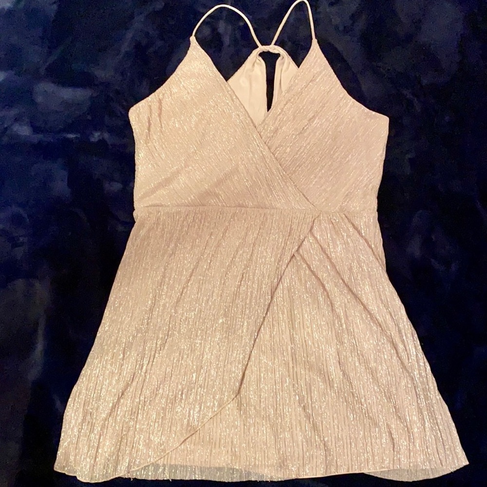 Champagne sparkly faux wrap dress✨